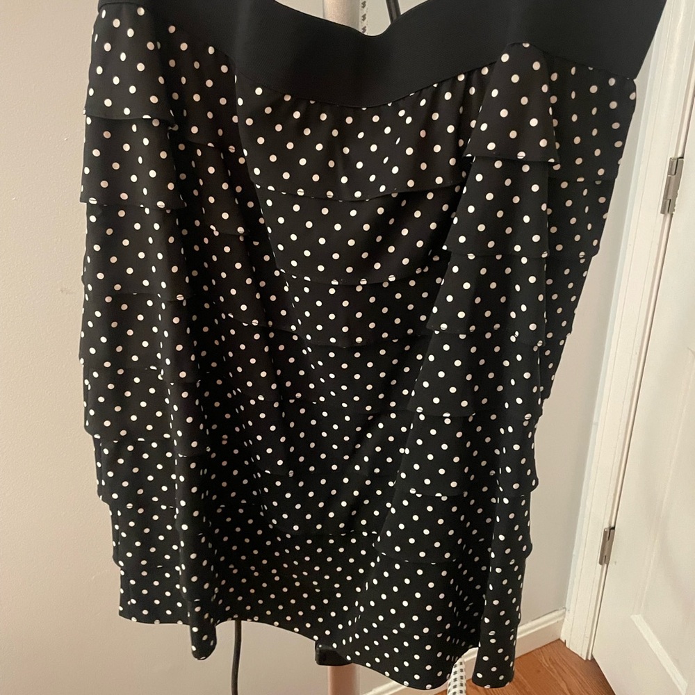 Ruffled Tiered Black and White Polka Dot Skirt